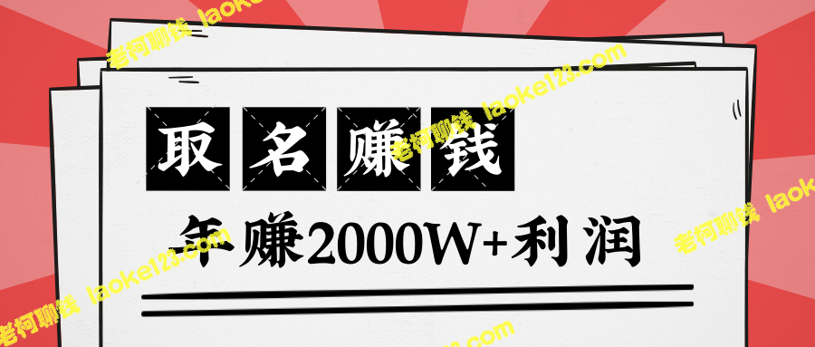 王通：小领域取名技能也可年赚2000万利润，别小看它!-老柯聊钱