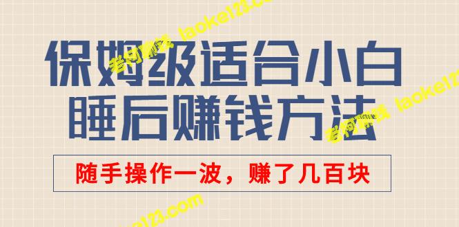 公众号付费文章：小白适用的睡后赚钱方法，轻松赚取零花钱-老柯聊钱