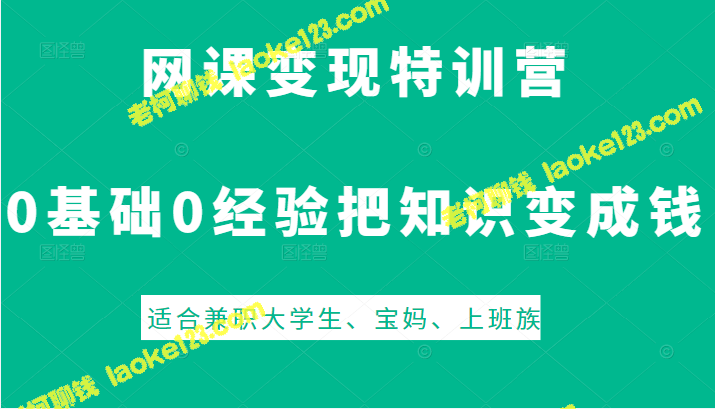 0基础，网课变现，适合兼职、宝妈、上班族-老柯聊钱