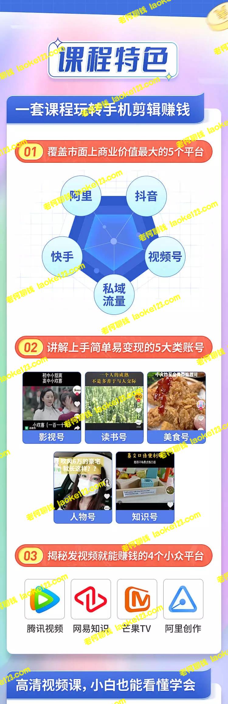 一部手机学剪辑赚钱，开启副业钱途【附赠599元素材包】