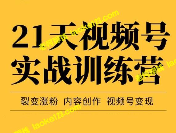 21天视频号实战训练营，涨粉裂变、内容创作、视频号变现（仅298元）-老柯聊钱