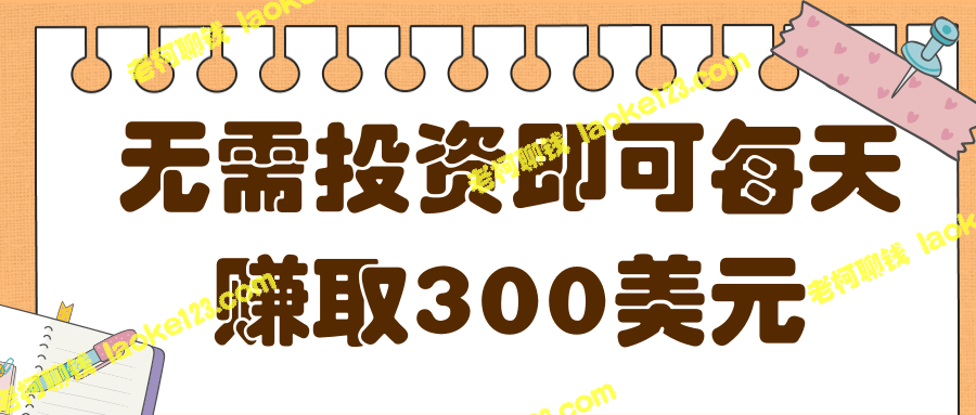 新方法每日轻松赚取300美元，无需任何投资【附视频教程】-老柯聊钱