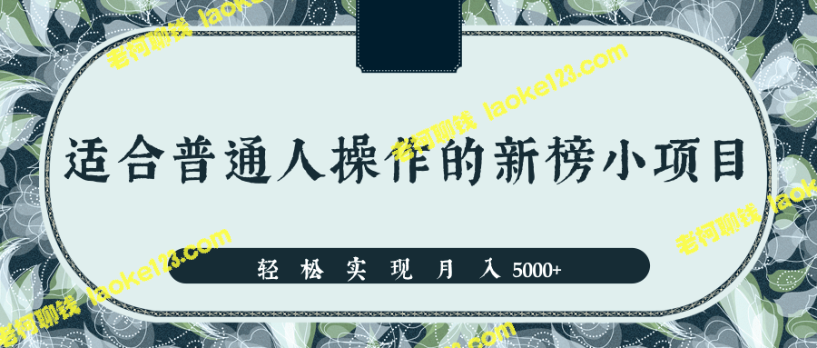 「新手必看」分享一个赚钱项目，操作简单月入5000+【视频教程】-老柯聊钱