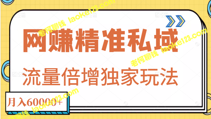 私域流量独家玩法，月入6万网赚项目-老柯聊钱