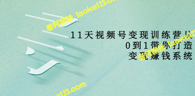 11天视频号变现训练营：从0到1打造赚钱系统（398元）-老柯聊钱