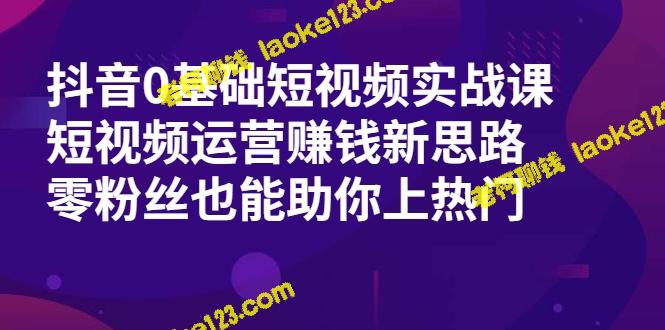 抖音0基础短视频，赚钱新思路，零粉丝也能上热门！-老柯聊钱