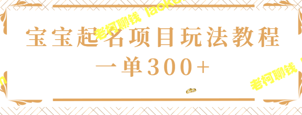 宝宝起名玩法教程：300+一单，适合初中生【视频】-老柯聊钱