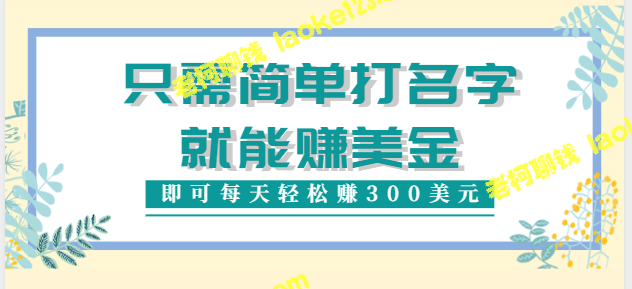 赚钱方法视频教程：每日300美元收入，轻松实现！-老柯聊钱