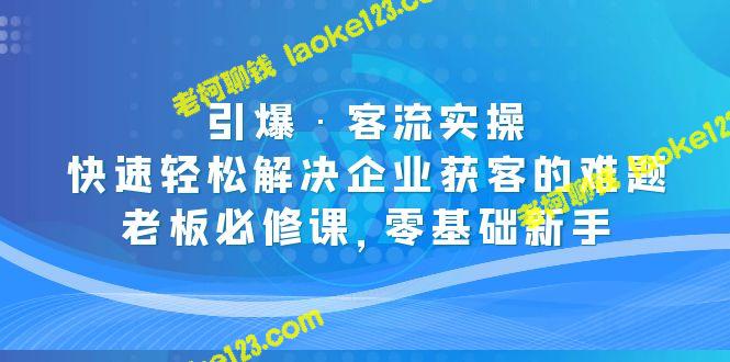 实操指南：快速解决企业获客难题，老板必备，适合零基础新手-老柯聊钱