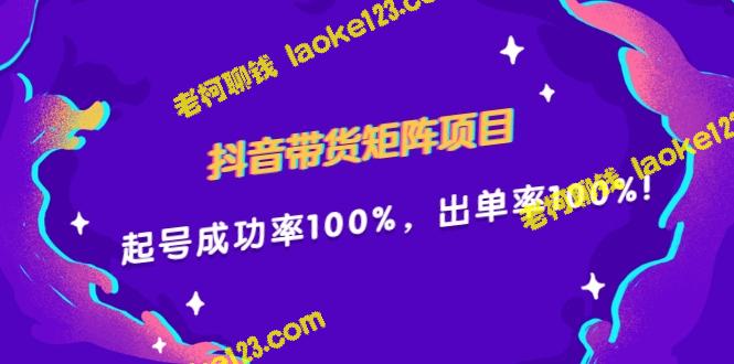 抖音带货矩阵项目：100%起号成功率与出单率！-老柯聊钱