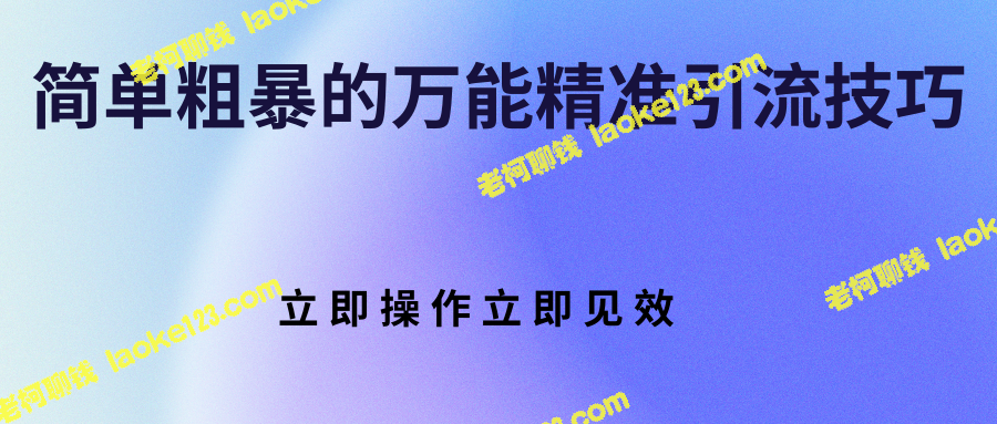 万能精准引流技巧，瞬间见效！-老柯聊钱