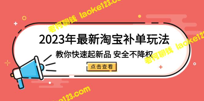 2023淘宝补单独门技巧，18课时教你快速起新品，安全不降权-老柯聊钱