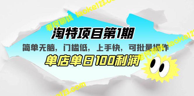 淘特项目1期：低门槛、高利润，容易上手，可批量操作-老柯聊钱