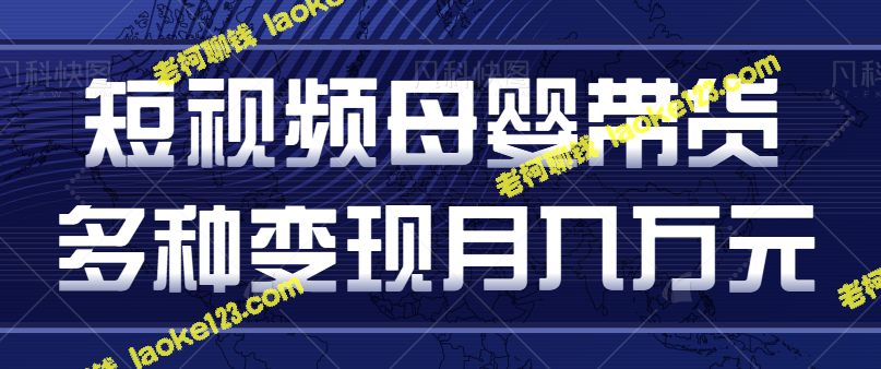 短视频母婴带货，带娃经验分享直播，月入过万-老柯聊钱