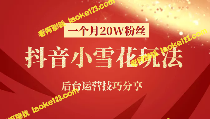 「抖音小程序小雪花」20W粉丝玩法与运营技巧分享-老柯聊钱