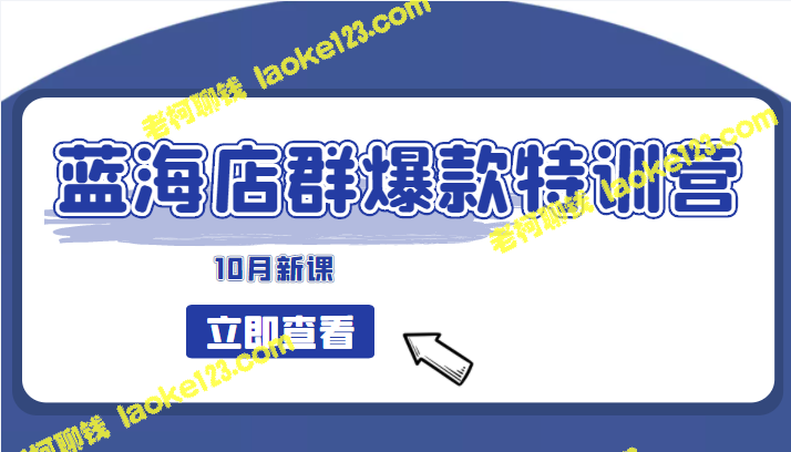 蓝海店群爆款特训营 – 10月新课，低成本起店，小爆款打造，群爆款维护，精选优品。-老柯聊钱