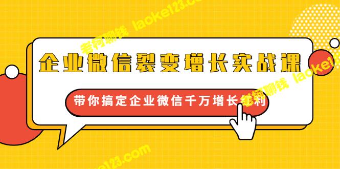 企业微信增长实战课：千万红利新流量玩法（无水印）-老柯聊钱