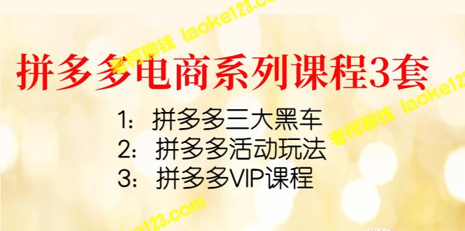 拼多多电商课程 黑车、活动玩法和VIP分类-老柯聊钱