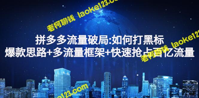 拼多多流量突围策略：标品攻防、爆款策略、多流量框架、百亿流量快速占领-老柯聊钱