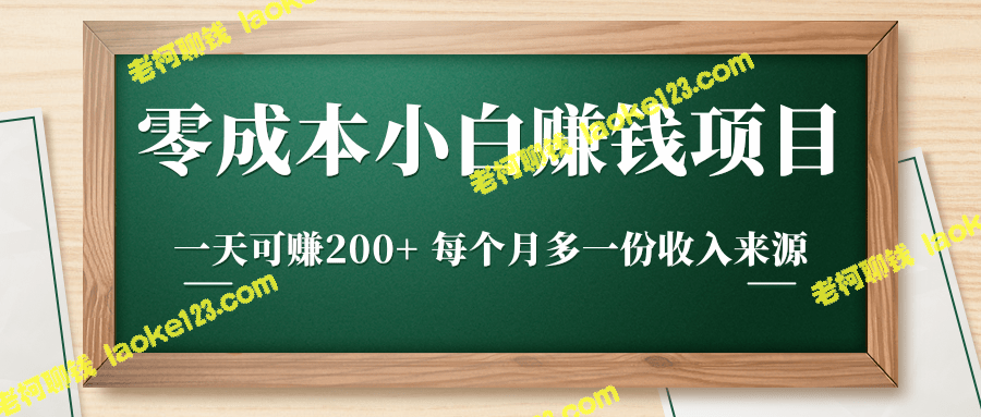 零成本小白赚钱实战：一天200+收益，月入多元化-老柯聊钱