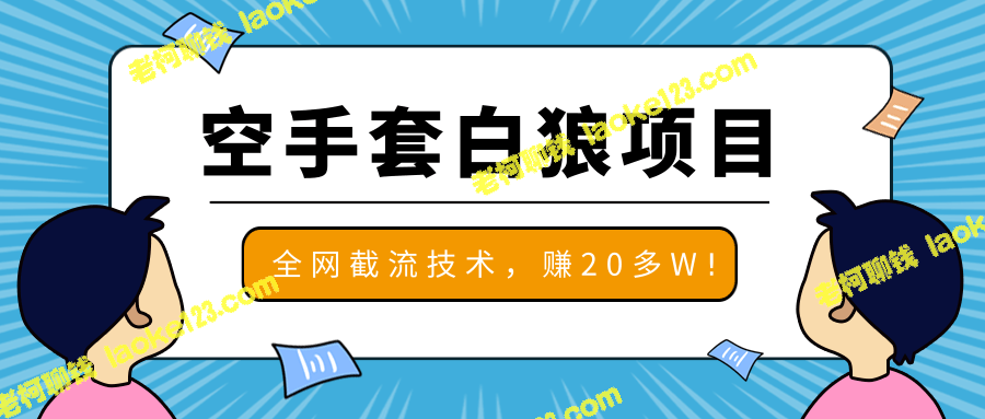 全网截流技术，一个月赚20万，2020最新空手套白狼项目。-老柯聊钱