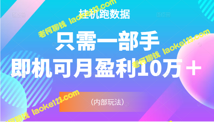 挂机跑数据，轻松月盈利10万＋（内部玩法）- 4988元起-老柯聊钱