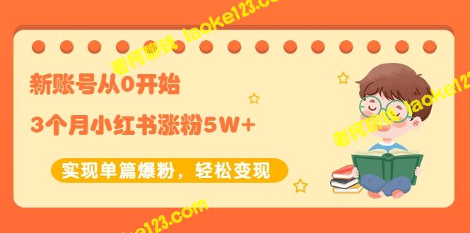 3个月从零开始，小红书爆涨5W+粉，单篇爆款，轻松变现（干货）【付费】-老柯聊钱