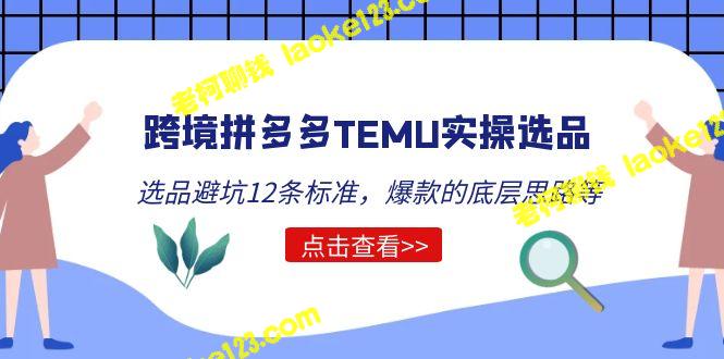 TEMU实操选品运营，12条选品避坑标准，爆款底层思路解析-老柯聊钱