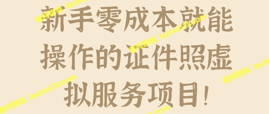 零成本操作证件照虚拟项目，新手也能轻松掌握！【视频教程】-老柯聊钱