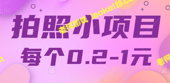 「零门槛拍照项目，给你稳赚0.2-1元，单户收入超2W+，快速上手超详细！」-老柯聊钱