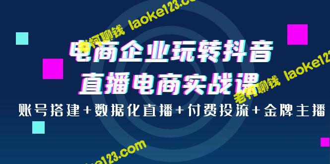 抖音直播电商实战课：账号搭建+数据直播+付费投流+金牌主播-老柯聊钱