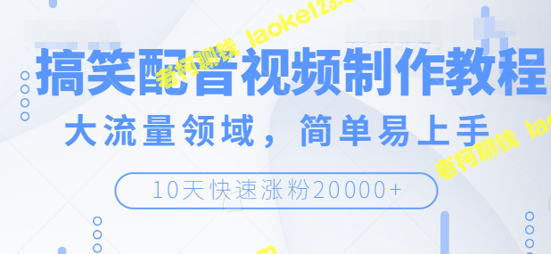 制作搞笑配音视频，从入门到放肆，快速增加20000+粉丝【无水印、原创】-老柯聊钱