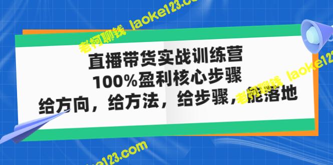 直播带货训练营：100%盈利秘诀，解密成功步骤-老柯聊钱