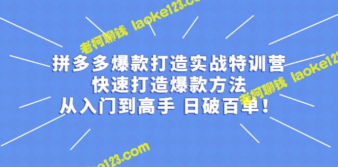 拼多多爆款特训营：快速打造爆款，入门高手日破百单-老柯聊钱