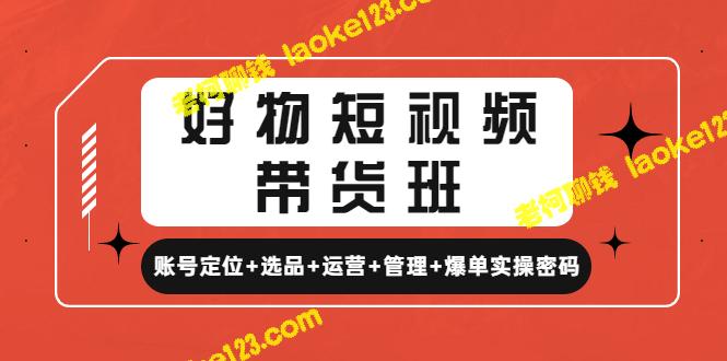 短视频带货班：定位、选品、运营、管理、爆单实操-老柯聊钱