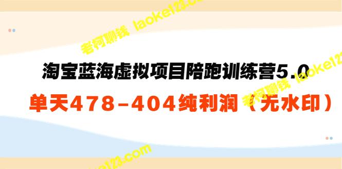 淘宝蓝海训练营5.0：陪跑项目单天纯利478元-老柯聊钱