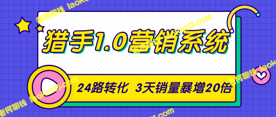 1.0营销系统：从0到1，实战课让你掌握24路转化秘诀，轻松销量暴增20倍-老柯聊钱