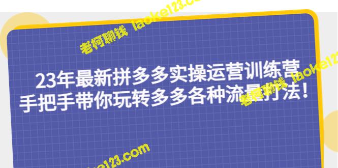 23年最新拼多多实操运营训练营：多多流量玩转全攻略-老柯聊钱