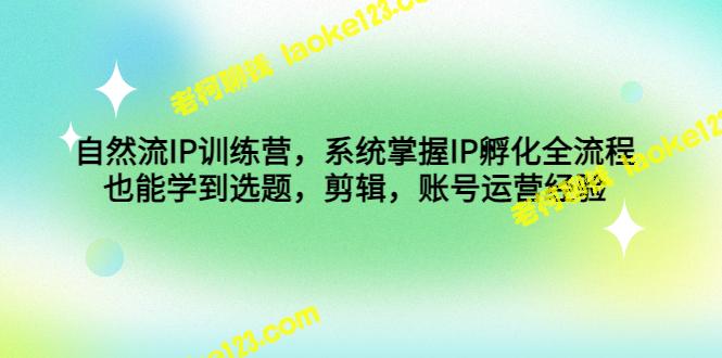 「自然流IP训练营」——全流程IP孵化，涵盖选题、剪辑、账号运营经验。-老柯聊钱