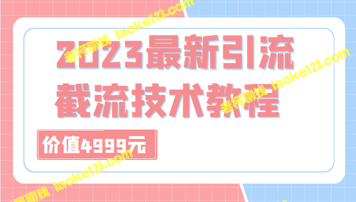 2023最新引流技术教程：多种渠道引流、截流方法，共29节课，售价4999元。-老柯聊钱