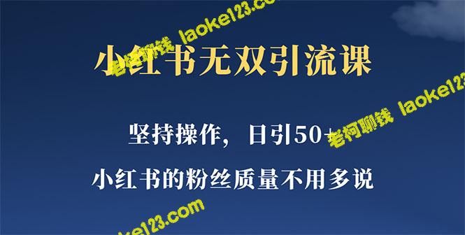 小红书无双课：一天引50+女粉，零视频也能上手效果显著-老柯聊钱