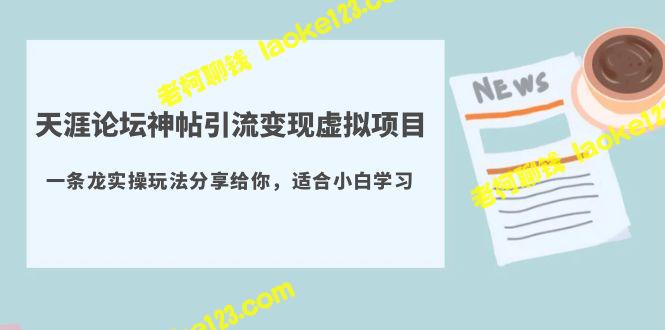 天涯论坛神帖——虚拟项目引流变现的一条龙实操方法（教程+资源）-老柯聊钱