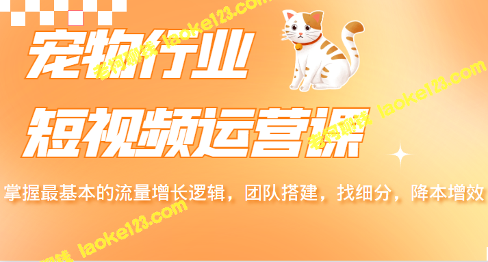 宠物行业短视频运营：流量增长、团队搭建、细分营销、降本增效-老柯聊钱