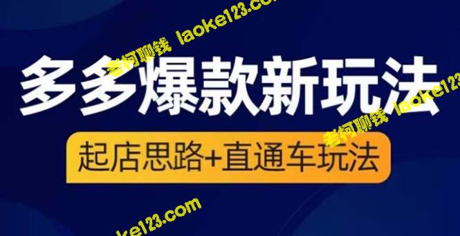 2023拼多多新玩法：店铺策略+直通车（3节课）-老柯聊钱