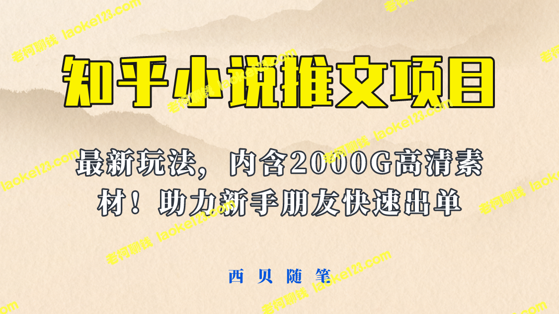 新出980小说变现项目：全新升级，含2500G素材，助你轻松更新 – 老柯聊钱-老柯聊钱