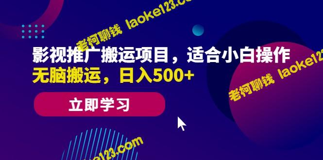 零基础影视推广项目，轻松操作，每日赚500+ – 老柯聊钱-老柯聊钱