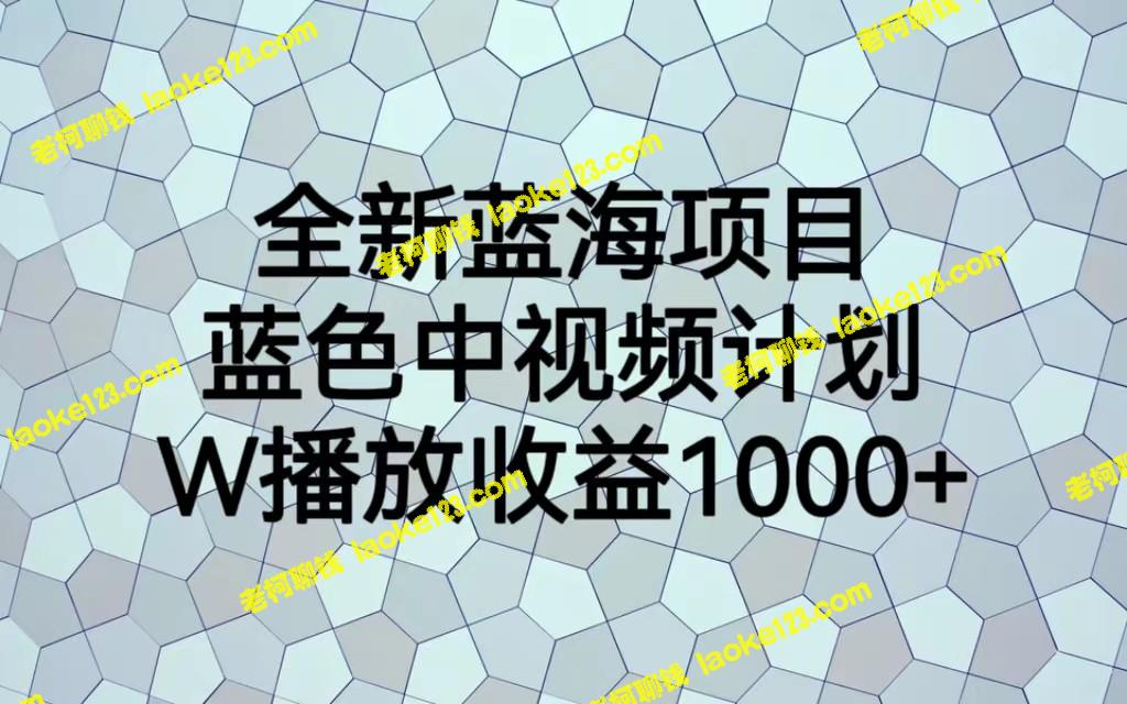 全新蓝海项目：1W播放量的蓝色中视频计划-老柯聊钱