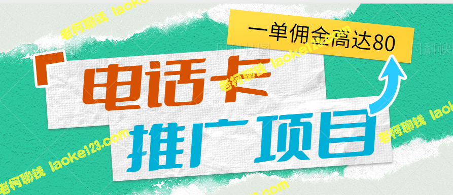 免费便捷电话卡推广项目！80利润一单，月入过万【视频教程】 – 老柯聊钱-老柯聊钱