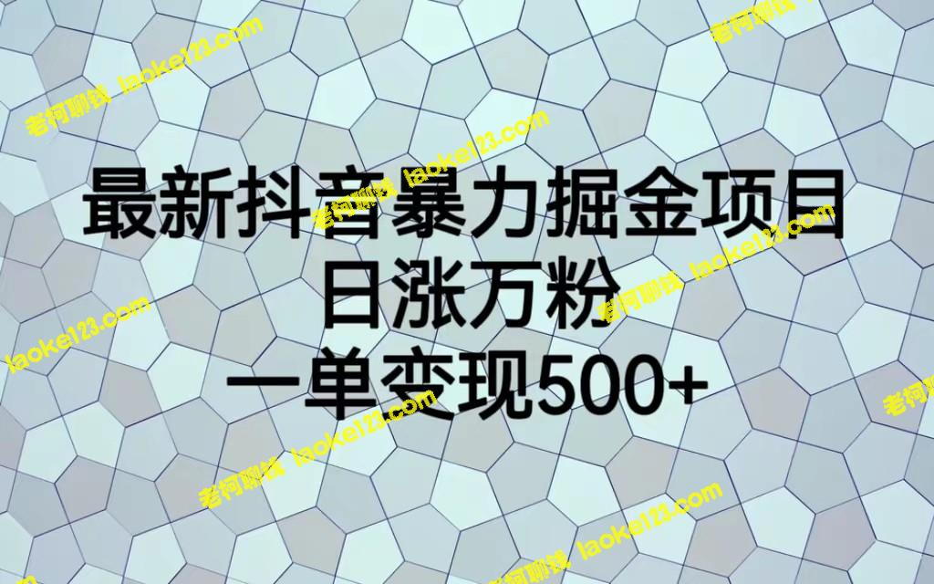 抖音最新暴力掘金项目：每日万粉涨，单一变现可达500+-老柯聊钱