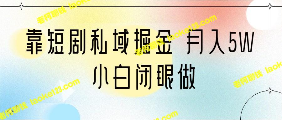 短剧私域掘金，月入5W，用小白方式实现（教程+2T资料）